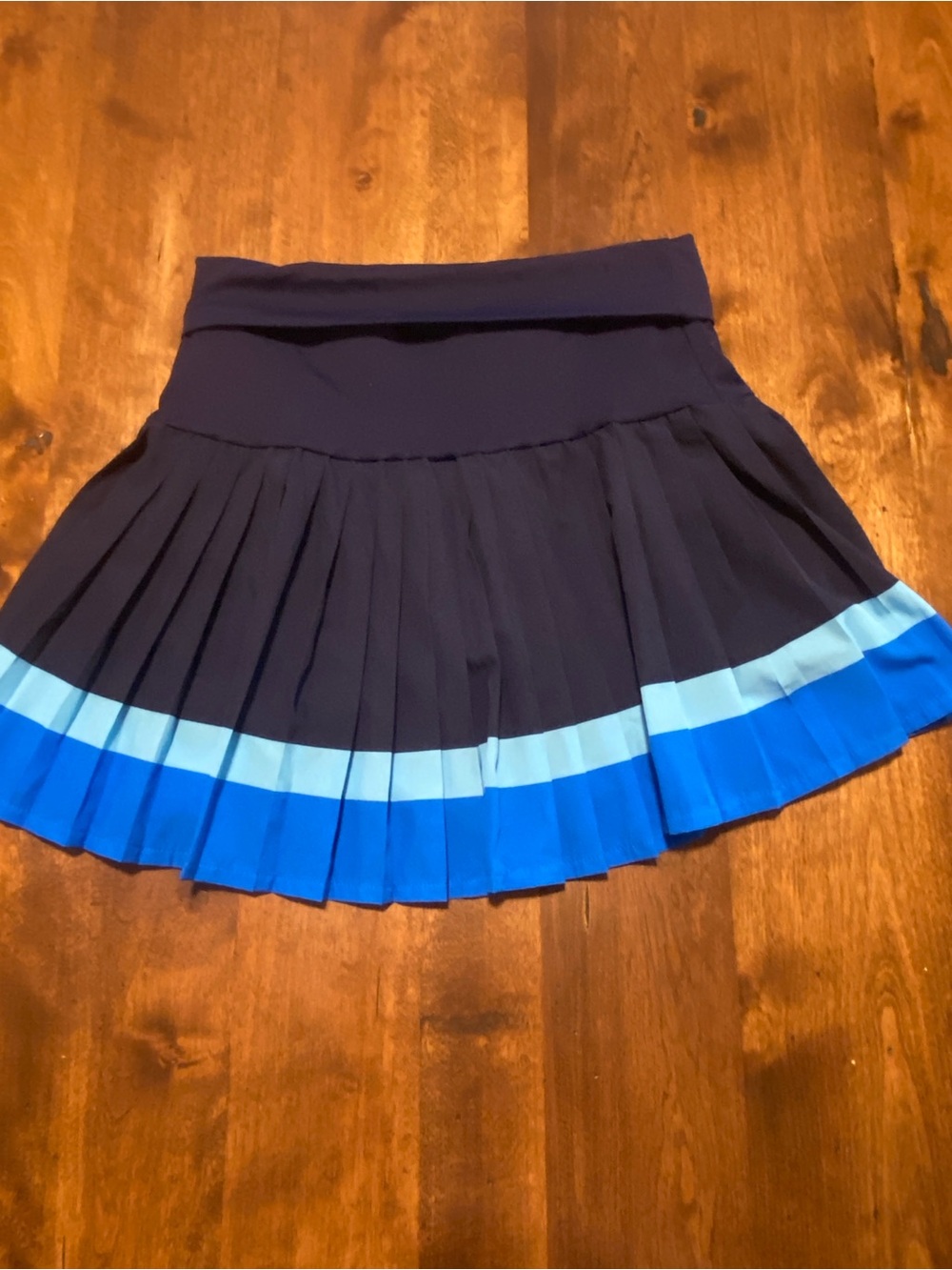 Pleated Navy and Blue Colorblock Tennis Skirt - Picture 2 of 5